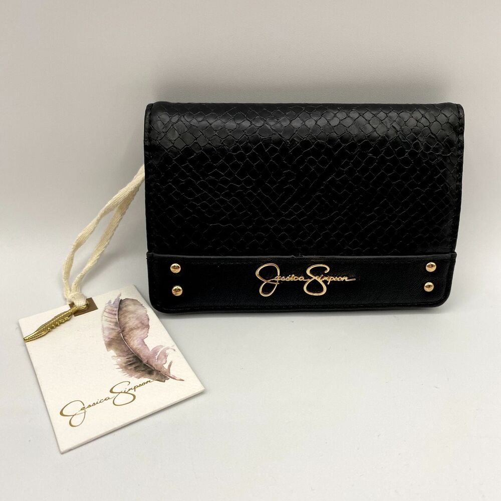 Jessica Simpson Two Tone Python Meteorite Small Black Wallet 13JS9APMX-MTP